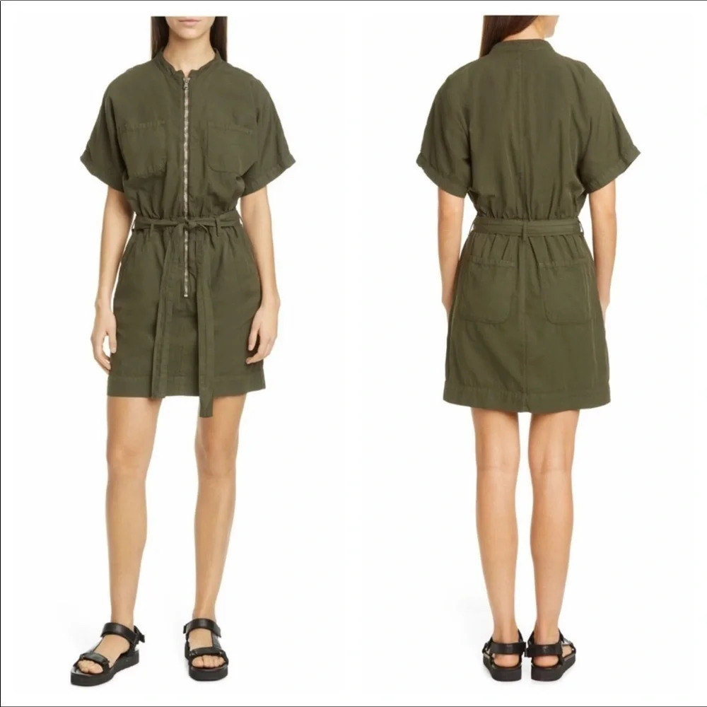 NSF Revolve Polly Zip Dress Utility Belted Mini L